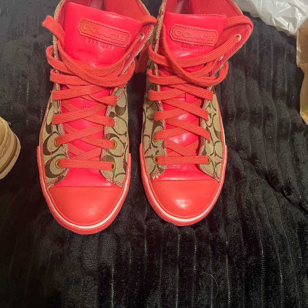 Coach Franca Signature high tops Pink and Khaki